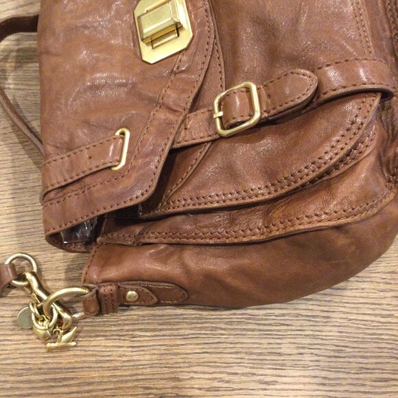 Juicy Couture Leather Cross Body Top Handle Chestnut Brown Tan Cognac - Picture 8 of 10